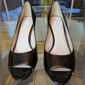 Cole Haan Black Patent Leather Peep Toe Heels 6.5